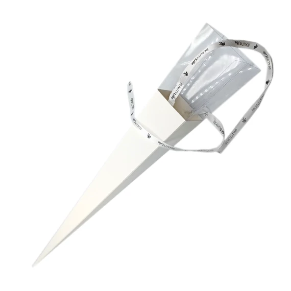 Virágtölcsér akrillal 62 cm, fehér