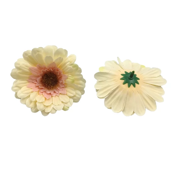 Gerbera fej 8 cm, krém-rózsaszín