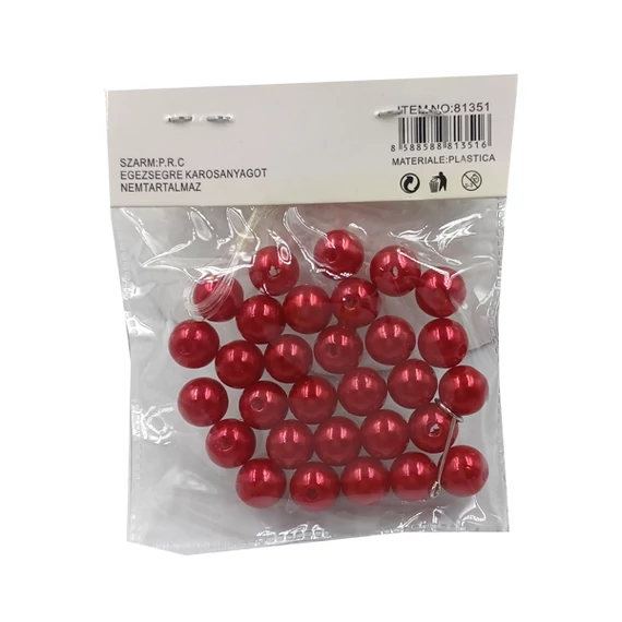 Gyöngy készletben 10 mm, piros