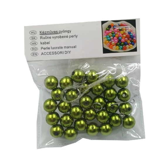 Gyöngy készletben 10 mm, smaragdzöld