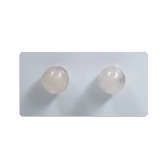 Rózsakvarc fülbevaló, 6mm-es golyós, beszúrós