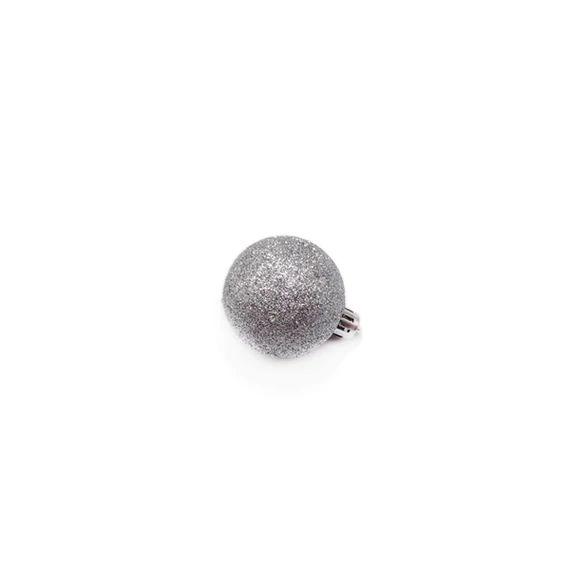 Gömb, 4 cm, ezüst csillámos