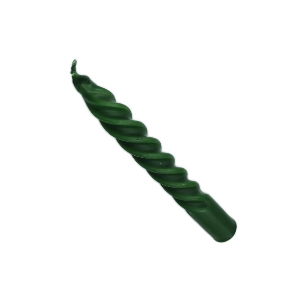 Csavart gyertya 15 cm, fenyőzöld