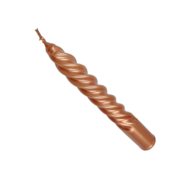 Csavart gyertya 15 cm, metál rosegold