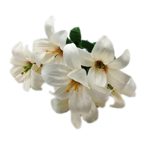 Liliom csokor 40 cm, fehér-mályva közép