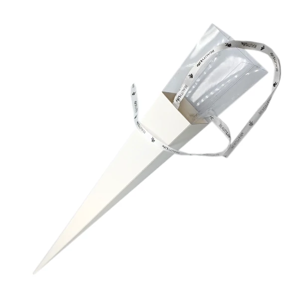Virágtölcsér akrillal 62 cm, fehér