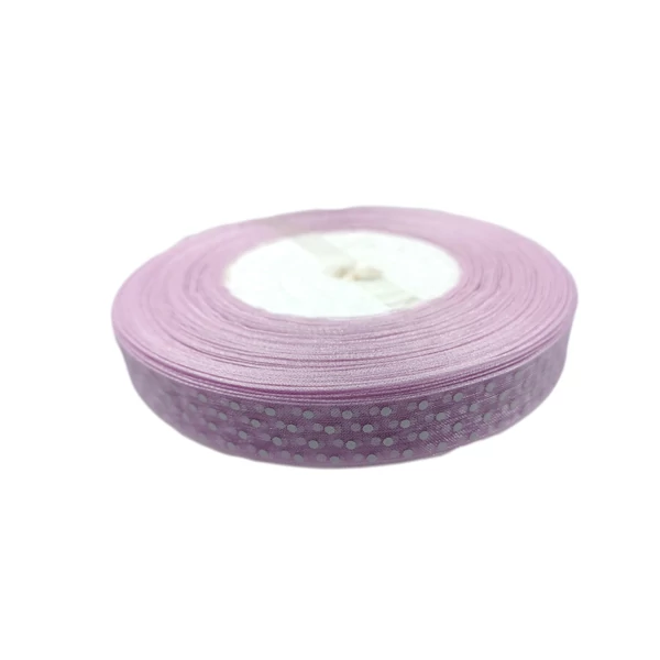 Organza szalag 15 mm, rózsaszín pöttyös