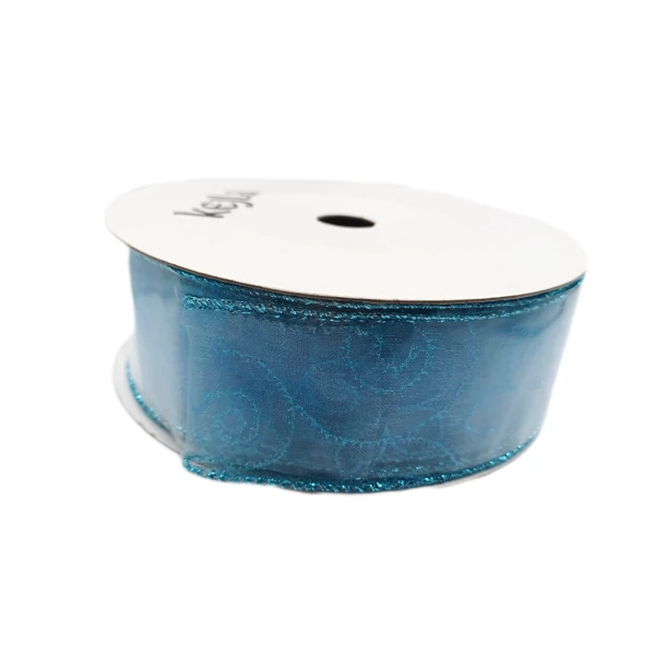 Organza szalag 4 cm, indamintás kék