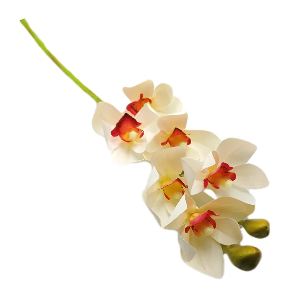 Gumi orchidea 6 virág, fehér-piros 