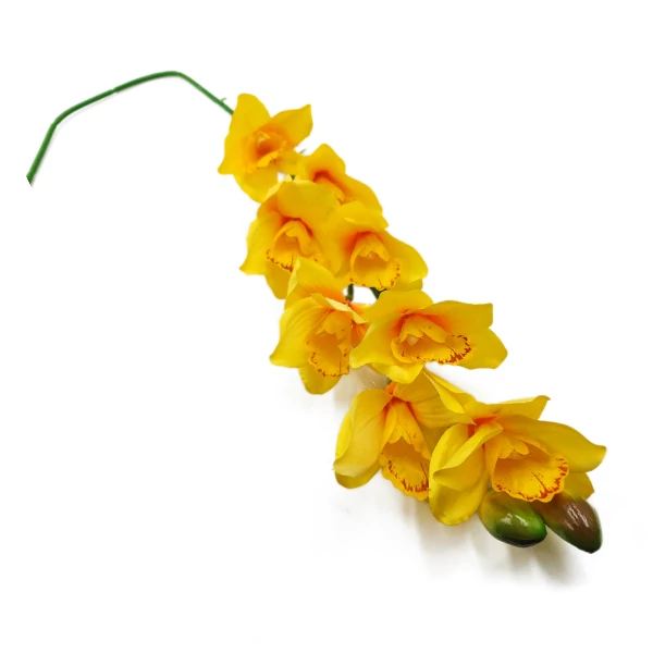 Szatén orchidea 8 virág, sárga