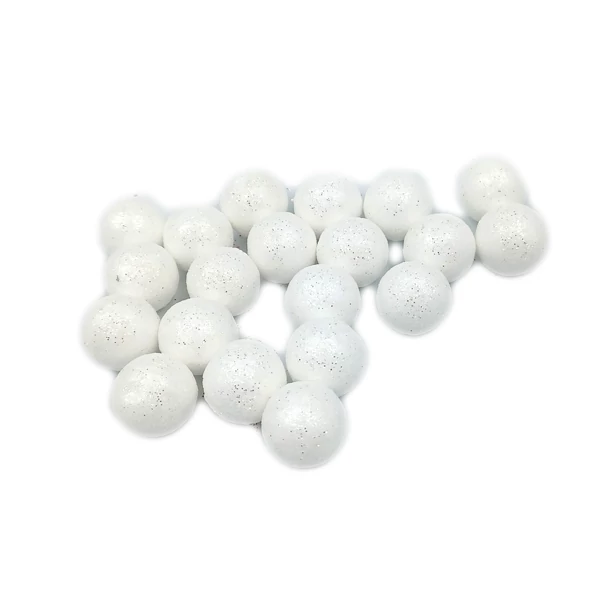 Glitteres golyó 1.5 cm, fehér