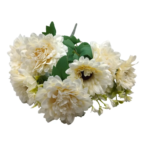 Dália-gerbera vegyes csokor, krémesfehér