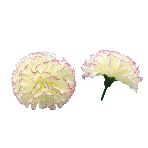 Szegfű fej, krém-pink cirmos