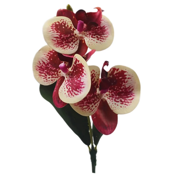 Gumi orchidea 3 virág, fehér-ciklámen