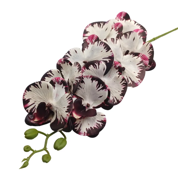 Gumi orchidea 95 cm, fehér-bordó