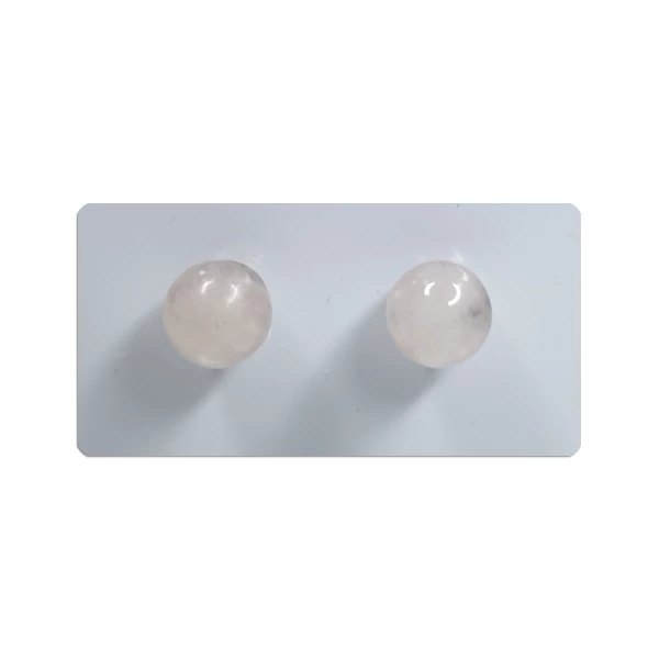 Rózsakvarc fülbevaló, 6mm-es golyós, beszúrós