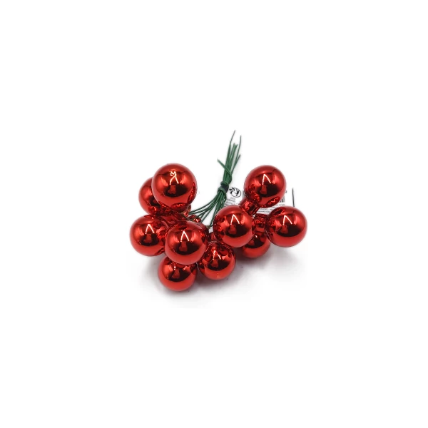 Üveggömb pick 2 cm, piros fényes