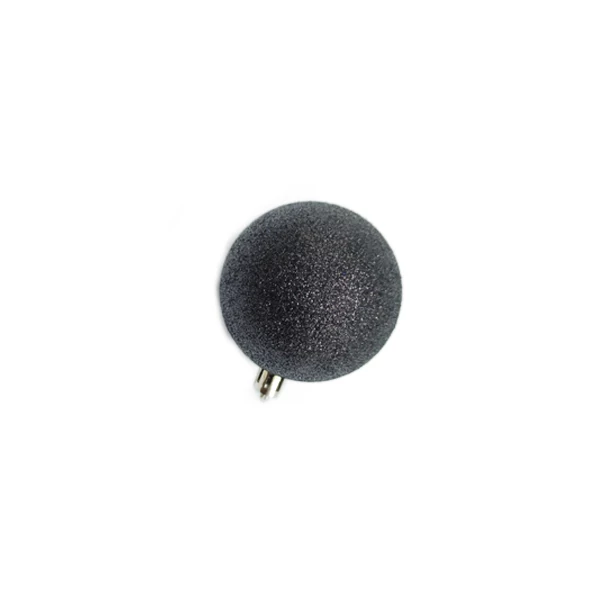 Gömb, 6 cm, fekete csillámos